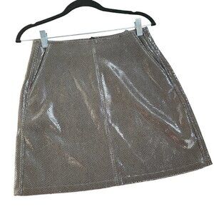 MOLLY BRACKET KHAKI GREEN SNAKEPRINT FAUX LEATHER SKIRT